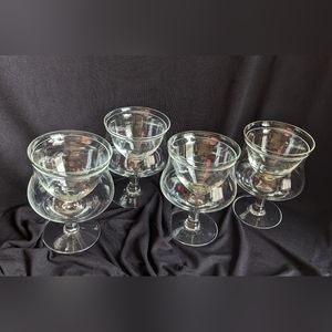 4 Vintage Shrimp Cocktail/Caviar Glasses With Inserts.